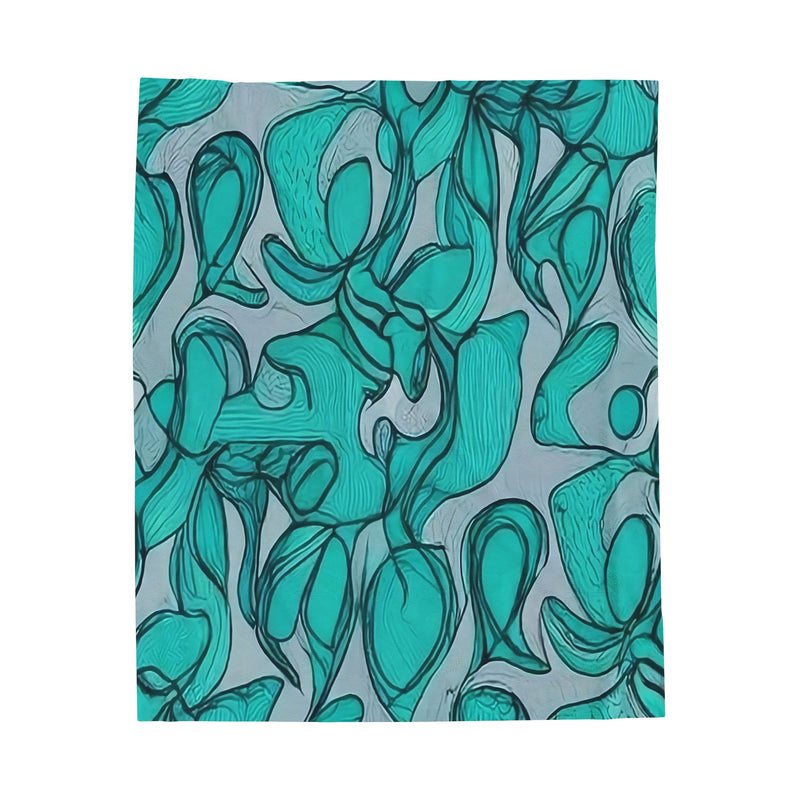 Blue Foliage Velveteen Plush Blanket