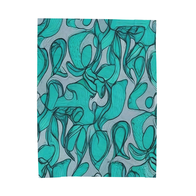 Blue Foliage Velveteen Plush Blanket