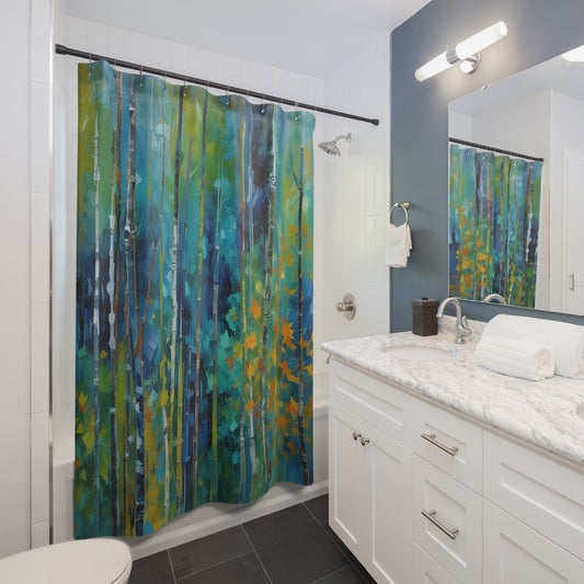 Azure Arboretum Shower Curtain