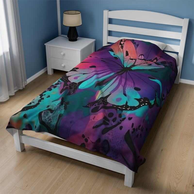 Tie Dye Butterfly Velveteen Plush Blanket