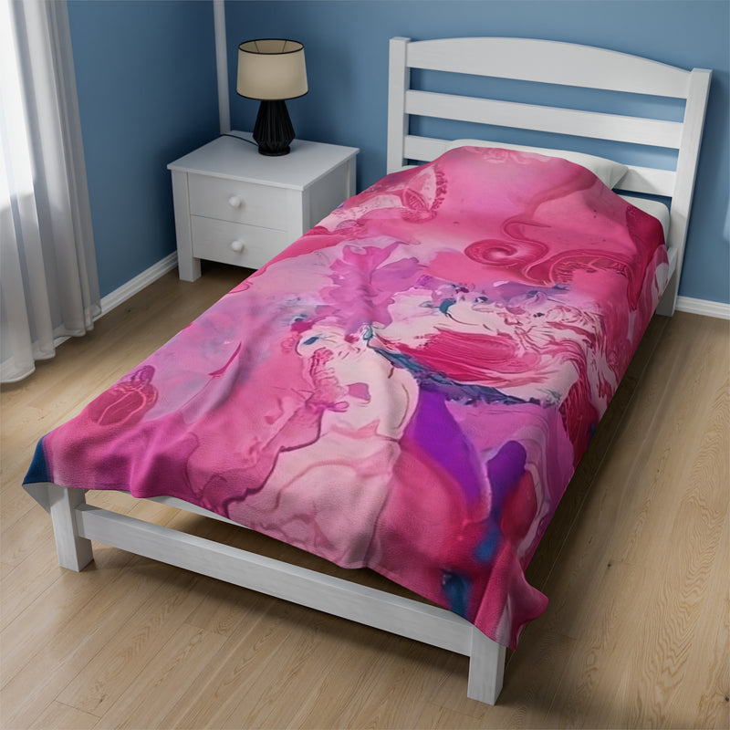 Pink Orchid Velveteen Plush Blanket