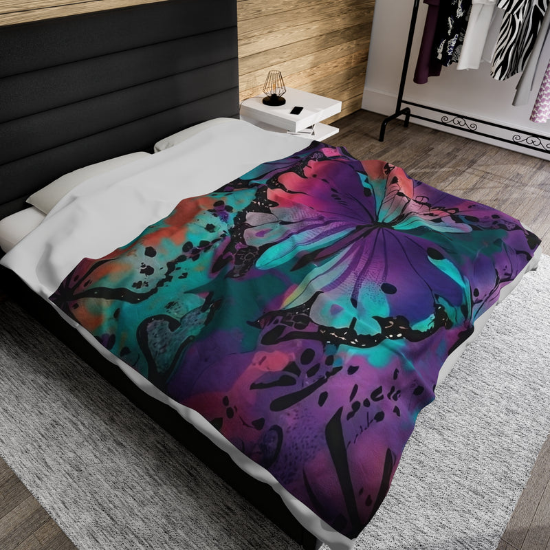 Tie Dye Butterfly Velveteen Plush Blanket