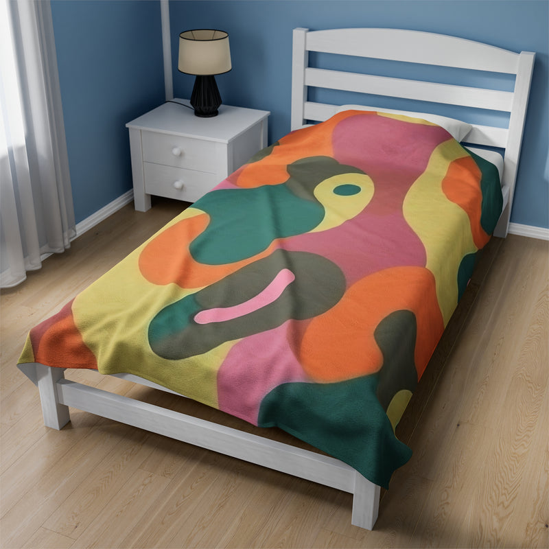 Retro Revival Velveteen Plush Blanket