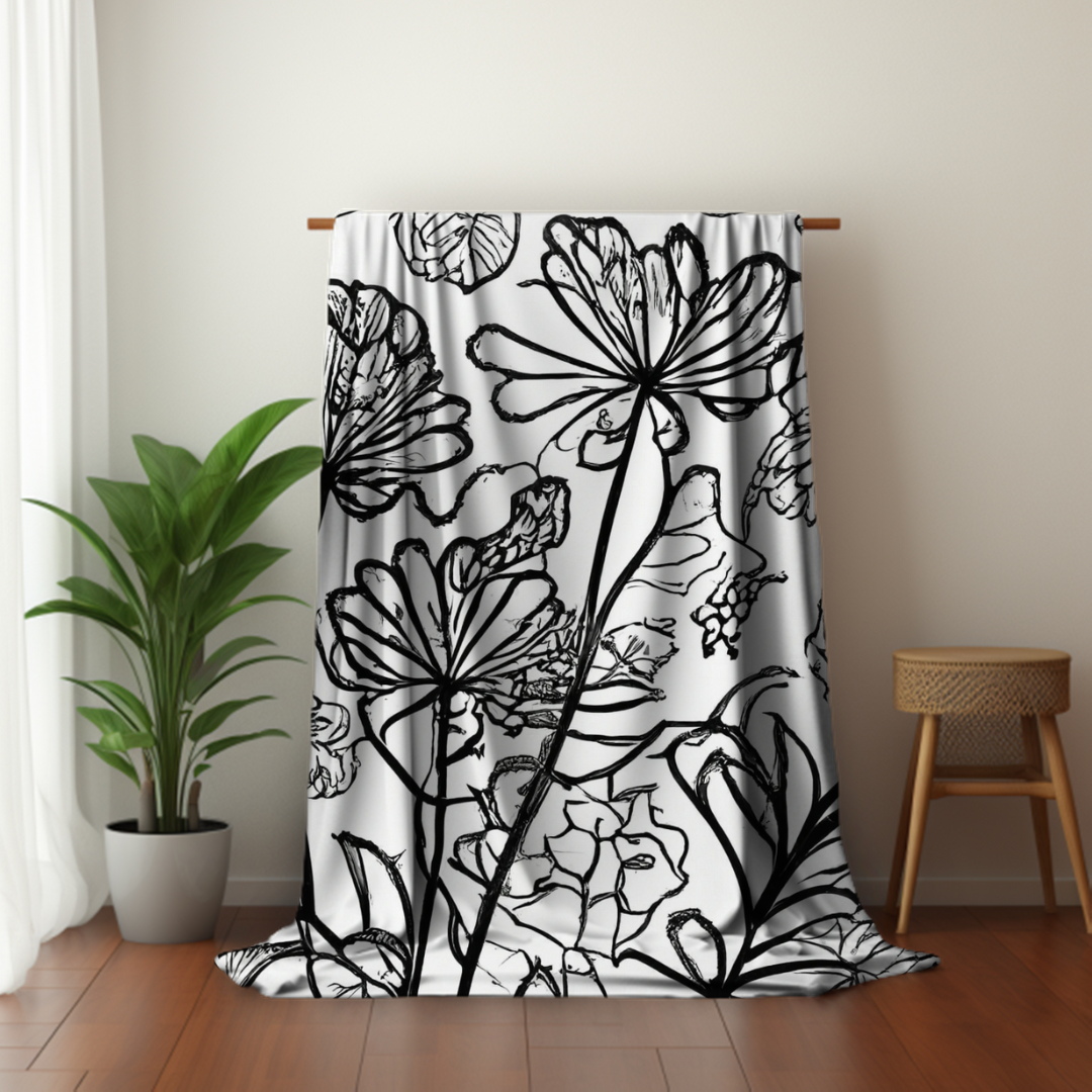 Onyx Blooms Velveteen Plush Blanket