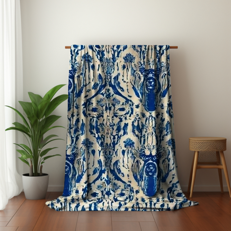 Azure Avian Velveteen Plush Blanket