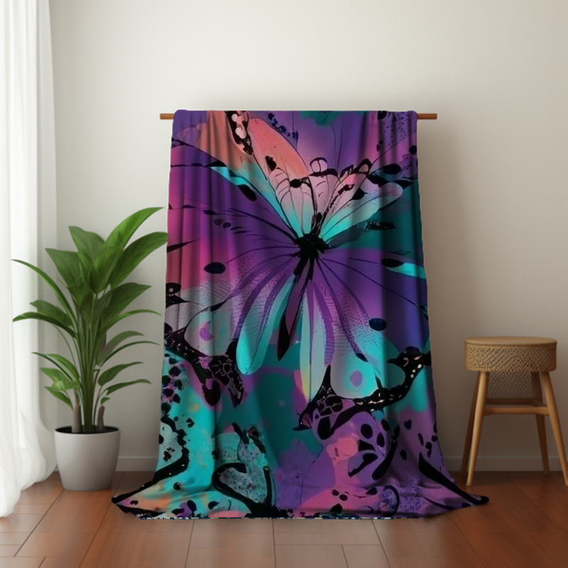 Tie Dye Butterfly Velveteen Plush Blanket