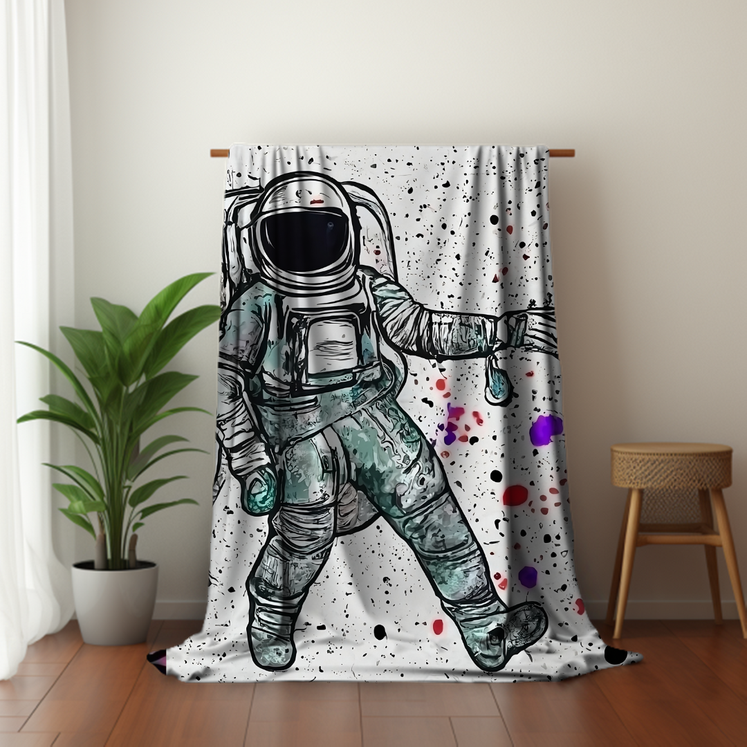 Astronaut Splatter Velveteen Plush Blanket