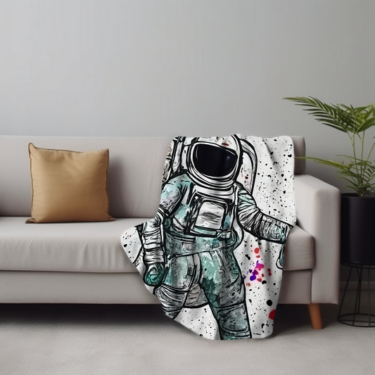 Astronaut Splatter Velveteen Plush Blanket