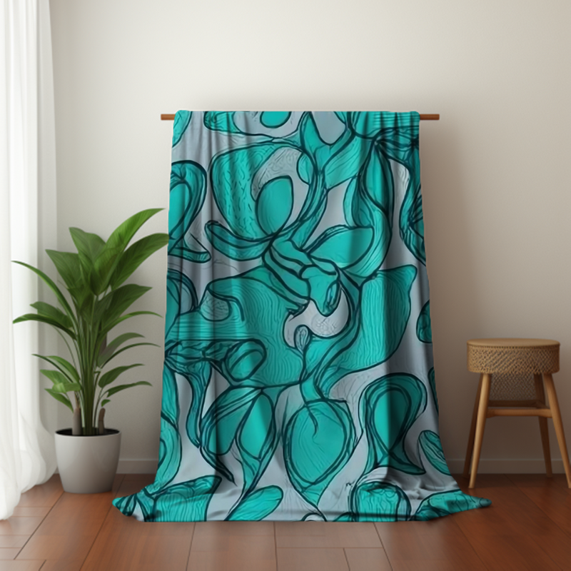 Blue Foliage Velveteen Plush Blanket